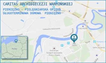 PIENIĘŻNO - PIELĘGNIARSKA OPIEKA DŁUGOTERMINOWA DOMOWA - CARITAS ARCHIDIECEZJI WARMIŃSKIEJ - RYNEK 2,  PIENIĘŻNO