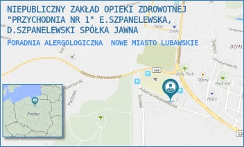 PORADNIA ALERGOLOGICZNA - NIEPUBLICZNY ZAKŁAD OPIEKI ZDROWOTNEJ "PRZYCHODNIA NR 1" E.SZPANELEWSKA, D.SZPANELEWSKI SPÓŁKA JAWNA - MICKIEWICZA 11B,  NOWE MIASTO LUBAWSKIE