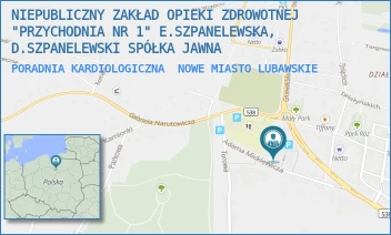 PORADNIA KARDIOLOGICZNA - NIEPUBLICZNY ZAKŁAD OPIEKI ZDROWOTNEJ "PRZYCHODNIA NR 1" E.SZPANELEWSKA, D.SZPANELEWSKI SPÓŁKA JAWNA - MICKIEWICZA 11B,  NOWE MIASTO LUBAWSKIE