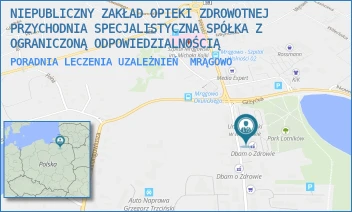 PORADNIA LECZENIA UZALEŻNIEŃ - NIEPUBLICZNY ZAKŁAD OPIEKI ZDROWOTNEJ PRZYCHODNIA SPECJALISTYCZNA SPÓŁKA Z OGRANICZONĄ ODPOWIEDZIALNOŚCIĄ - KRÓLEWIECKA 58,  MRĄGOWO