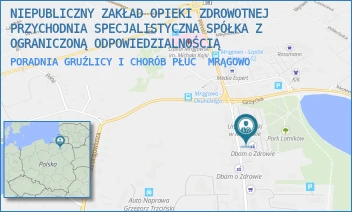 PORADNIA GRUŹLICY I CHORÓB PŁUC - NIEPUBLICZNY ZAKŁAD OPIEKI ZDROWOTNEJ PRZYCHODNIA SPECJALISTYCZNA SPÓŁKA Z OGRANICZONĄ ODPOWIEDZIALNOŚCIĄ - KRÓLEWIECKA 58,  MRĄGOWO
