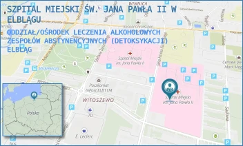 ODDZIAŁ/OŚRODEK LECZENIA ALKOHOLOWYCH ZESPOŁÓW ABSTYNENCYJNYCH (DETOKSYKACJI) - SZPITAL MIEJSKI ŚW. JANA PAWŁA II W ELBLĄGU - KOMEŃSKIEGO 35,  ELBLĄG
