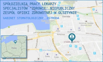 GABINET STOMATOLOGICZNY - SPÓŁDZIELNIA PRACY LEKARZY SPECJALISTÓW "ZDROWIE' NIEPUBLICZNY ZESPÓŁ OPIEKI ZDROWOTNEJ W OLSZTYNIE - SIENKIEWICZA 7,  OSTRÓDA