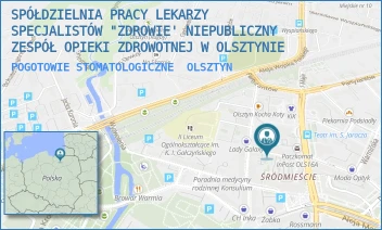 POGOTOWIE STOMATOLOGICZNE - SPÓŁDZIELNIA PRACY LEKARZY SPECJALISTÓW "ZDROWIE' NIEPUBLICZNY ZESPÓŁ OPIEKI ZDROWOTNEJ W OLSZTYNIE - RATUSZOWA 4,  OLSZTYN