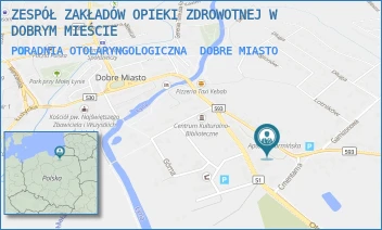 PORADNIA OTOLARYNGOLOGICZNA - ZESPÓŁ ZAKŁADÓW OPIEKI ZDROWOTNEJ IM. JERZEGO PIÓRO W DOBRYM MIEŚCIE - GRUNWALDZKA 10  B,  DOBRE MIASTO