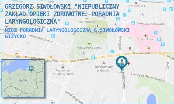 NZOZ PORADNIA LARYNGOLOGICZNA G.SIWOŁOWSKI - GRZEGORZ SIWOŁOWSKI "NIEPUBLICZNY ZAKŁAD OPIEKI ZDROWOTNEJ PORADNIA LARYNGOLOGICZNA" - BOH.WESTERPLATTE 4/17,  GIŻYCKO