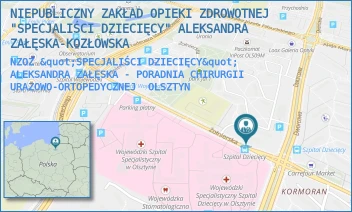 NZOZ "SPECJALIŚCI DZIECIĘCY" ALEKSANDRA ZAŁĘSKA - PORADNIA CHIRURGII URAZOWO-ORTOPEDYCZNEJ - NIEPUBLICZNY ZAKŁAD OPIEKI ZDROWOTNEJ "SPECJALIŚCI DZIECIĘCY" ALEKSANDRA ZAŁĘSKA-KOZŁOWSKA - ŻOŁNIERSKA 41A,  OLSZTYN