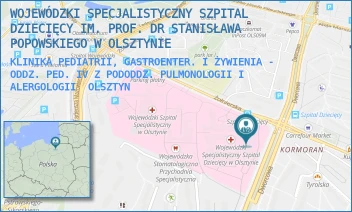 KLINIKA PEDIATRII, GASTROENTER. I ŻYWIENIA - ODDZ. PED. IV Z PODODDZ. PULMONOLOGII I ALERGOLOGII - WOJEWÓDZKI SPECJALISTYCZNY SZPITAL DZIECIĘCY IM. PROF. DR STANISŁAWA POPOWSKIEGO W OLSZTYNIE - ŻOŁNIERSKA 18 A,  OLSZTYN