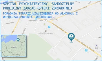 PORADNIA TERAPII UZALEŻNIENIA OD ALKOHOLU I WSPÓŁUZALEŻNIENIA - SZPITAL PSYCHIATRYCZNY  SAMODZIELNY PUBLICZNY ZAKŁAD OPIEKI ZDROWOTNEJ - GEN. J. BEMA 24,  WĘGORZEWO