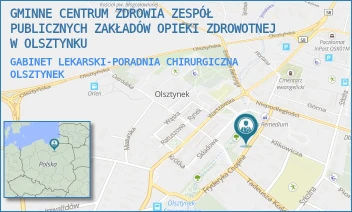 GABINET LEKARSKI-PORADNIA CHIRURGICZNA - GMINNE CENTRUM ZDROWIA ZESPÓŁ PUBLICZNYCH ZAKŁADÓW OPIEKI ZDROWOTNEJ W OLSZTYNKU - CHOPINA 11,  OLSZTYNEK