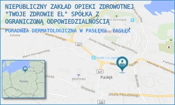 PORADNIA DERMATOLOGICZNA W PASŁĘKU - NIEPUBLICZNY ZAKŁAD OPIEKI ZDROWOTNEJ "TWOJE ZDROWIE EL" SPÓŁKA Z OGRANICZONĄ ODPOWIEDZIALNOŚCIĄ - JAGIEŁŁY 27,  PASŁĘK