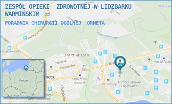 PORADNIA CHIRURGII OGÓLNEJ - ZESPÓŁ OPIEKI  ZDROWOTNEJ W LIDZBARKU WARMIŃSKIM - WODNA 1,  ORNETA