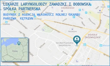 BUDYNEK Z AGENCJĄ WŁASNOŚCI ROLNEJ SKARBU PAŃSTWA - LEKARZE LARYNGOLODZY ZAWADZKI I BOBOWSKA SPÓŁKA PARTNERSKA - MAZURSKA 18,  KĘTRZYN