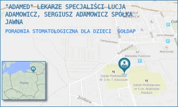 PORADNIA STOMATOLOGICZNA DLA DZIECI - "ADAMED" LEKARZE SPECJALIŚCI LUCJA ADAMOWICZ, SERGIUSZ ADAMOWICZ SPÓŁKA JAWNA - TADEUSZA KOŚCIUSZKI 30,  GOŁDAP