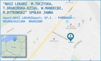 "NASZ LEKARZ" SP.J. - PORADNIA NEUROLOGICZNA - "NASZ LEKARZ  M.TOCZYSKA, T.DRABIŃSKA-DZIĄG, W.MANDECKI, M.DYTKOWSKI" SPÓŁKA JAWNA - ŻEROMSKIEGO 14 A,  BRANIEWO