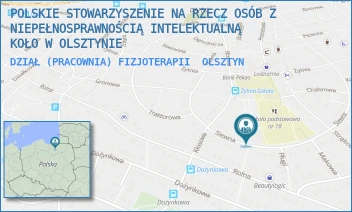 DZIAŁ (PRACOWNIA) FIZJOTERAPII - POLSKIE STOWARZYSZENIE NA RZECZ OSÓB Z NIEPEŁNOSPRAWNOŚCIĄ INTELEKTUALNĄ  KOŁO W OLSZTYNIE - SIEWNA 78,  OLSZTYN