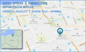 PORADNIA GRUŹLICY I CHORÓB PŁUC - SOPAT SPÓŁKA Z OGRANICZONĄ ODPOWIEDZIALNOŚCIĄ - TADEUSZA KOŚCIUSZKI 2,  OSTRÓDA