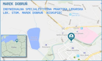 INDYWIDUALNA SPECJALISTYCZNA PRAKTYKA LEKARSKA LEK. STOM. MAREK DOBRUŃ - MAREK DOBRUŃ - OGRODOWA 10/2B,  BISKUPIEC