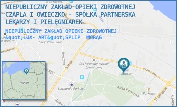 NIEPUBLICZNY ZAKŁAD OPIEKI ZDROWOTNEJ "LUX- ART"SPLIP - NIEPUBLICZNY ZAKŁAD OPIEKI ZDROWOTNEJ CZAPLA I OWIECZKO - SPÓŁKA PARTNERSKA LEKARZY I PIELĘGNIAREK - WARMIŃSKA 23,  MORĄG