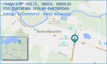 GABINET FIZJOTERAPII - "PANACEUM" KULIŚ, GROCH, KOKOLUS PIELĘGNIARSKA SPÓŁKA PARTNERSKA - KOŚCIUSZKI 1,  BANIE MAZURSKIE