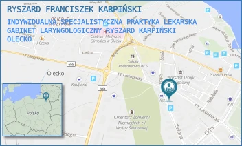 INDYWIDUALNA SPECJALISTYCZNA PRAKTYKA LEKARSKA GABINET LARYNGOLOGICZNY RYSZARD KARPIŃSKI - RYSZARD FRANCISZEK KARPIŃSKI - 11-GO LISTOPADA 23/9,  OLECKO