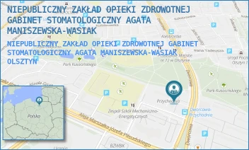 NIEPUBLICZNY ZAKŁAD OPIEKI ZDROWOTNEJ GABINET STOMATOLOGICZNY AGATA MANISZEWSKA-WASIAK - INDYWIDUALNA PRAKTYKA STOMATOLOGICZNA AGATA MANISZEWSKA-WASIAK - DWORCOWA 28/P.226,  OLSZTYN