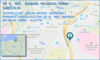 NIEPUBLICZNY ZAKŁAD OPIEKI ZDROWOTNEJ PORADNIA KARDIOLOGICZNA DR N. MED. BARBARA MOCARSKA GÓRNA - DR N. MED. BARBARA MOCARSKA GÓRNA KARDIOLOG - ŻOŁNIERSKA 16A/03A,  OLSZTYN