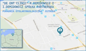 PORADNIA OTOLARYNGOLOGICZNA - "DE ENT CLINIC" R.DEMIDOWICZ I I.DEMIDOWICZ SPÓŁKA PARTNERSKA - GŁOWACKIEGO 7,  OSTRÓDA
