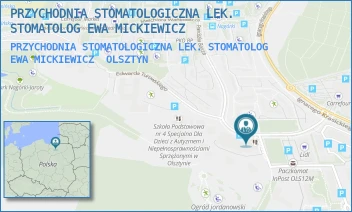 PRZYCHODNIA STOMATOLOGICZNA LEK. STOMATOLOG EWA MICKIEWICZ - SPECJALISTYCZNA PRAKTYKA STOMATOLOGICZNA LEK. STOM. EWA MICKIEWICZ - BARCZA 48/1L,  OLSZTYN
