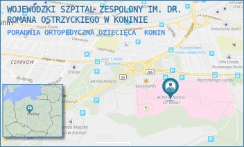 PORADNIA ORTOPEDYCZNA DZIECIĘCA - WOJEWÓDZKI SZPITAL ZESPOLONY IM. DR. ROMANA OSTRZYCKIEGO W KONINIE - KARDYNAŁA S. WYSZYŃSKIEGO 1,  KONIN