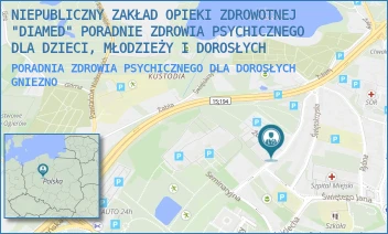 PORADNIA ZDROWIA PSYCHICZNEGO DLA DOROSŁYCH - NIEPUBLICZNY ZAKŁAD OPIEKI ZDROWOTNEJ "DIAMED" PORADNIE ZDROWIA PSYCHICZNEGO DLA DZIECI, MŁODZIEŻY I DOROSŁYCH - ŻUŁAWY 9,  GNIEZNO