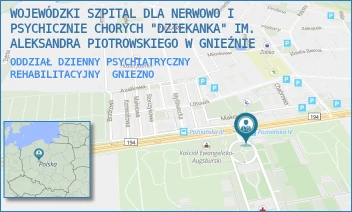 ODDZIAŁ DZIENNY PSYCHIATRYCZNY REHABILITACYJNY - WOJEWÓDZKI SZPITAL DLA NERWOWO I PSYCHICZNIE CHORYCH "DZIEKANKA" IM. ALEKSANDRA PIOTROWSKIEGO W GNIEŹNIE - POZNAŃSKA 15,  GNIEZNO