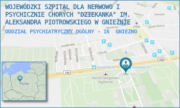 ODDZIAŁ PSYCHIATRYCZNY OGÓLNY - 16 - WOJEWÓDZKI SZPITAL DLA NERWOWO I PSYCHICZNIE CHORYCH "DZIEKANKA" IM. ALEKSANDRA PIOTROWSKIEGO W GNIEŹNIE - POZNAŃSKA 15,  GNIEZNO