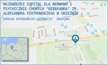 ZAKŁAD OPIEKUŃCZO-LECZNICZY - WOJEWÓDZKI SZPITAL DLA NERWOWO I PSYCHICZNIE CHORYCH "DZIEKANKA" IM. ALEKSANDRA PIOTROWSKIEGO W GNIEŹNIE - POZNAŃSKA 15,  GNIEZNO