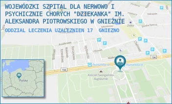 ODDZIAL LECZENIA UZALEZNIEN 17 - WOJEWÓDZKI SZPITAL DLA NERWOWO I PSYCHICZNIE CHORYCH "DZIEKANKA" IM. ALEKSANDRA PIOTROWSKIEGO W GNIEŹNIE - POZNAŃSKA 15,  GNIEZNO