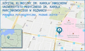 PORADNIA PSYCHIATRYCZNA - SZPITAL KLINICZNY IM. KAROLA JONSCHERA UNIWERSYTETU MEDYCZNEGO IM. KAROLA MARCINKOWSKIEGO W POZNANIU - SZPITALNA 27/33,  POZNAŃ-JEŻYCE