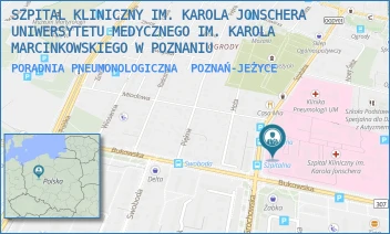 PORADNIA PNEUMONOLOGICZNA - SZPITAL KLINICZNY IM. KAROLA JONSCHERA UNIWERSYTETU MEDYCZNEGO IM. KAROLA MARCINKOWSKIEGO W POZNANIU - SZPITALNA 27/33,  POZNAŃ-JEŻYCE