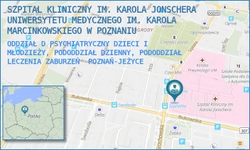 ODDZIAŁ D PSYCHIATRYCZNY DZIECI I MŁODZIEŻY, PODODDZIAŁ DZIENNY, PODODDZIAŁ LECZENIA ZABURZEŃ - SZPITAL KLINICZNY IM. KAROLA JONSCHERA UNIWERSYTETU MEDYCZNEGO IM. KAROLA MARCINKOWSKIEGO W POZNANIU - SZPITALNA 27/33,  POZNAŃ-JEŻYCE