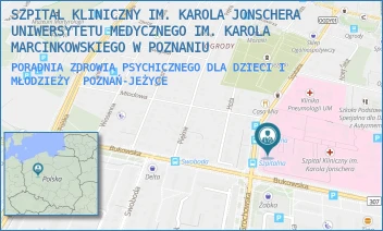 PORADNIA ZDROWIA PSYCHICZNEGO DLA DZIECI I MŁODZIEŻY - SZPITAL KLINICZNY IM. KAROLA JONSCHERA UNIWERSYTETU MEDYCZNEGO IM. KAROLA MARCINKOWSKIEGO W POZNANIU - SZPITALNA 27/33,  POZNAŃ-JEŻYCE