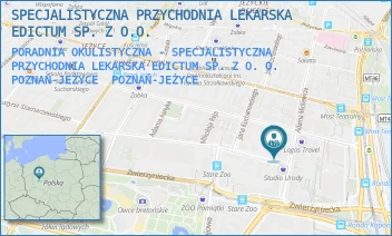 PORADNIA OKULISTYCZNA - SPECJALISTYCZNA PRZYCHODNIA LEKARSKA EDICTUM SP. Z O. O. POZNAŃ-JEŻYCE - SPECJALISTYCZNA PRZYCHODNIA LEKARSKA EDICTUM SP. Z O.O. - ADAMA MICKIEWICZA 31,  POZNAŃ-JEŻYCE