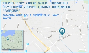 PORADNIA GRUŹLICY I CHORÓB PŁUC - NIEPUBLICZNY ZAKŁAD OPIEKI ZDROWOTNEJ PRZYCHODNIA ZESPOŁU LEKARZA RODZINNEGO "PANACEUM" - FLORIANA ŚLÓSARSKIEGO 4A,  NOWY TOMYŚL