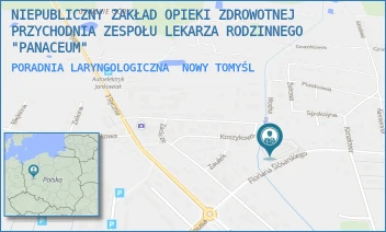 PORADNIA LARYNGOLOGICZNA - NIEPUBLICZNY ZAKŁAD OPIEKI ZDROWOTNEJ PRZYCHODNIA ZESPOŁU LEKARZA RODZINNEGO "PANACEUM" - FLORIANA ŚLÓSARSKIEGO 4A,  NOWY TOMYŚL