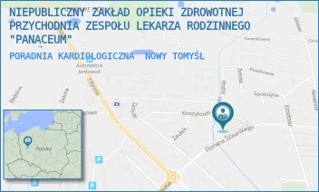 PORADNIA KARDIOLOGICZNA - NIEPUBLICZNY ZAKŁAD OPIEKI ZDROWOTNEJ PRZYCHODNIA ZESPOŁU LEKARZA RODZINNEGO "PANACEUM" - FLORIANA ŚLÓSARSKIEGO 4A,  NOWY TOMYŚL