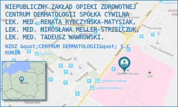NZOZ "CENTRUM DERMATOLOGII" S.C - NIEPUBLICZNY ZAKŁAD OPIEKI ZDROWOTNEJ CENTRUM DERMATOLOGII SPÓŁKA CYWILNA LEK. MED. RENATA RYBCZYŃSKA-MATYSIAK, LEK. MED. MIROSŁAWA MELLER-STRZELCZUK, LEK. MED. TADEUSZ WAWROWSKI. - SZPITALNA 45,  KONIN