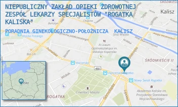 PORADNIA GINEKOLOGICZNO-POŁOŻNICZA - NIEPUBLICZNY ZAKŁAD OPIEKI ZDROWOTNEJ ZESPÓŁ LEKARZY SPECJALISTÓW "ROGATKA KALISKA" - ŚRÓDMIEJSKA 34,  KALISZ