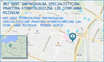 ART DENT STOMATOLOGIA INDYWIDUALNA SPECJALISTYCZNA PRAKTYKA STOMATOLOGICZNA LEK. STOM. ANNA MIZINIAK - ART DENT INDYWIDUALNA SPECJALISTYCZNA PRAKTYKA STOMATOLOGICZNA LEK.STOM.ANNA MIZINIAK - ZACISZE 1A/2,  POZNAŃ-JEŻYCE