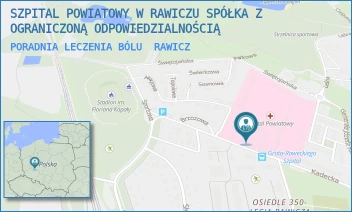 PORADNIA LECZENIA BÓLU - SZPITAL POWIATOWY W RAWICZU SPÓŁKA Z OGRANICZONĄ ODPOWIEDZIALNOŚCIĄ - GEN. GROTA ROWECKIEGO 6,  RAWICZ