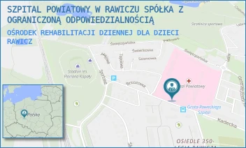 OŚRODEK REHABILITACJI DZIENNEJ DLA DZIECI - SZPITAL POWIATOWY W RAWICZU SPÓŁKA Z OGRANICZONĄ ODPOWIEDZIALNOŚCIĄ - GEN. GROTA ROWECKIEGO 6,  RAWICZ