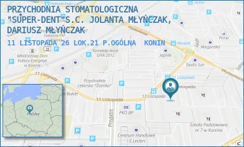 11 LISTOPADA 26 LOK.21 P.OGÓLNA - PRZYCHODNIA STOMATOLOGICZNA "SUPER-DENT"S.C. JOLANTA MŁYŃCZAK, DARIUSZ MŁYŃCZAK - 11 LISTOPADA 26/21,  KONIN