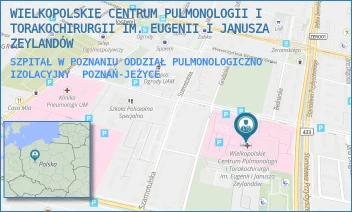 SZPITAL W POZNANIU ODDZIAŁ PULMONOLOGICZNO - IZOLACYJNY - WIELKOPOLSKIE CENTRUM PULMONOLOGII I TORAKOCHIRURGII IM. EUGENII I JANUSZA ZEYLANDÓW - SZAMARZEWSKIEGO 62,  POZNAŃ-JEŻYCE